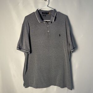 Polo Ralph Lauren Short Sleeve Gray Custom Slim Fit Mesh Polo Shirt Mens XL